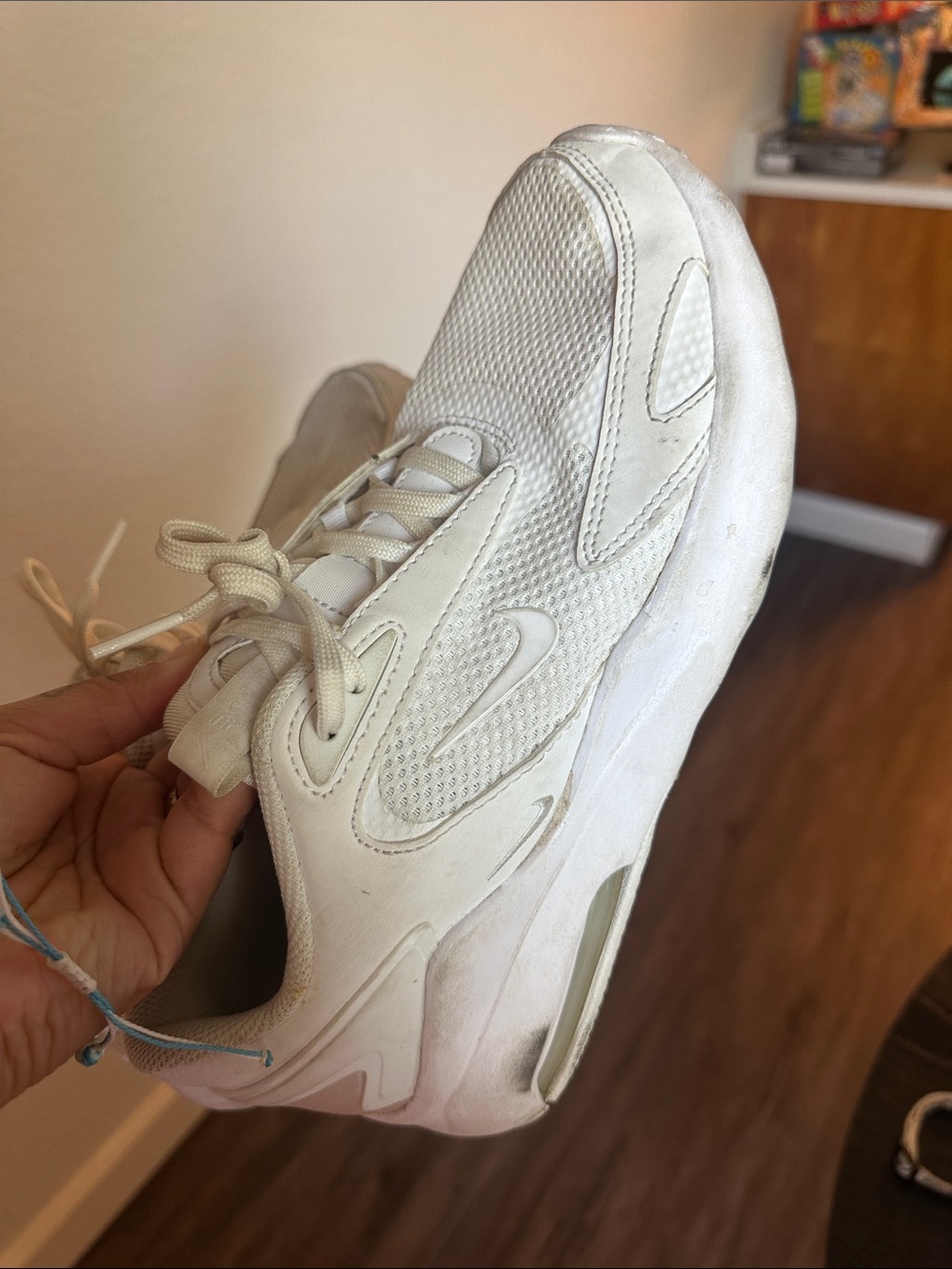 Nike Cream-White Mesh & Leather Low-Top Sneakers
